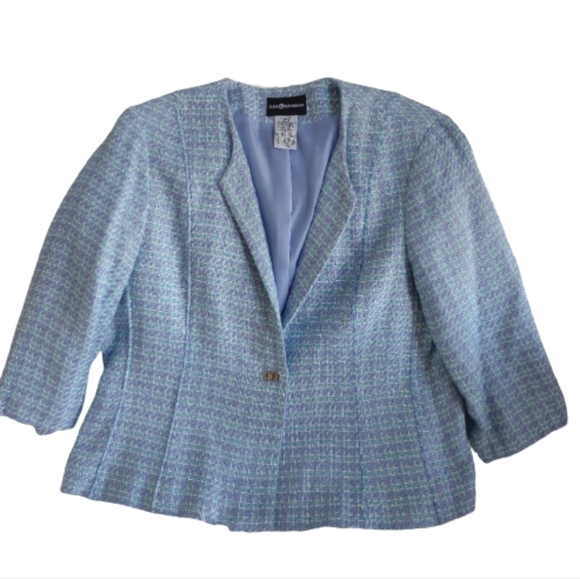 Blazer Size 18 SAG HARBOR Turn Lock Closure  Quarter Sleeve Pastels Plus Size - Picture 2 of 15